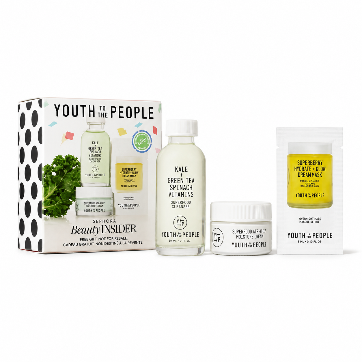 Sephora Beauty Insider Gift Youth to the People: Skin Cleanser, Cream, Mask Set